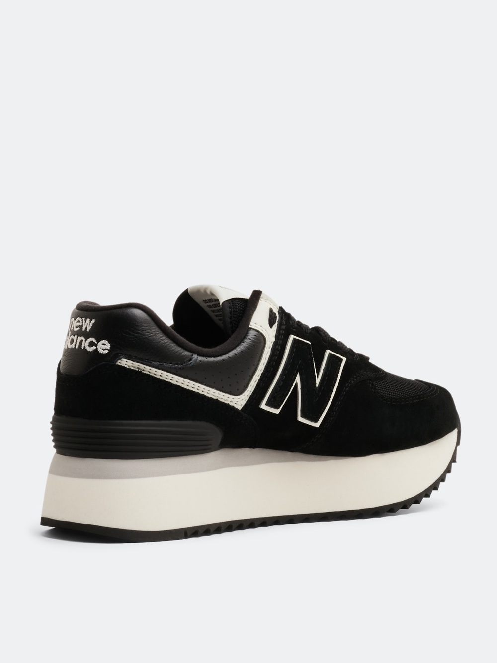 New Balance Women’s Black and Cream Platform 574-Style Sneakers - Picture 4 of 6
